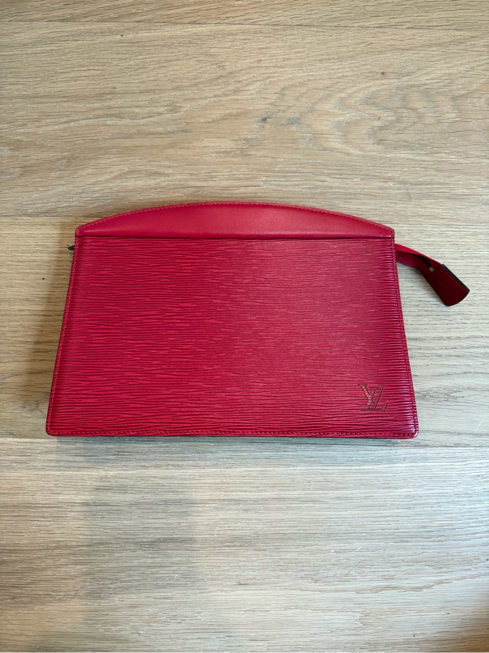 Louis Vuitton Red Epi Leather Trousse Crete Clutch Cosmetic Bag